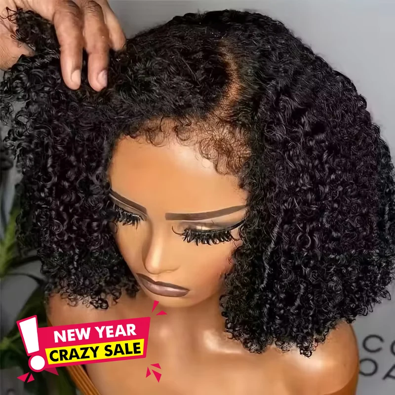 250% 4C Edges Kinky Curly Human Hair Wigs Short Afro Curly Bob Wigs 13x6 HD Lace Front Wigs With Curly Baby Hair For Winter - Image 3