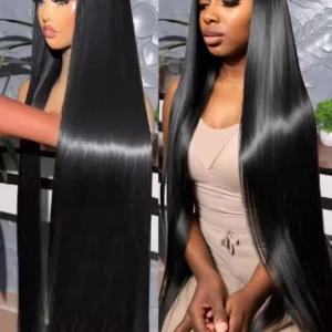 13*4 Straight Lace Front Wigs Pre Plucked with Baby Hair 250% Density Wigs for Women  Natural Black Hairline