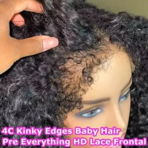 250% 4C Edges Kinky Curly Human Hair Wigs Short Afro Curly Bob Wigs 13x6 HD Lace Front Wigs With Curly Baby Hair For Winter