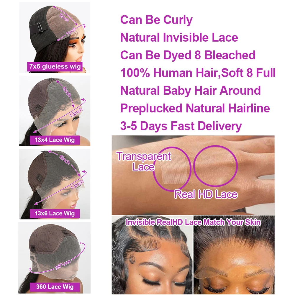 300% Density 13x6 360 FullLoose Deep Wave Hd Lace Frontal Wig 40 46Inch 7x5 Glueless Curly Human Hair Lace Front Wigs For Women - Image 6