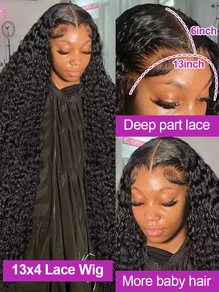 300% Density 13x6 360 FullLoose Deep Wave Hd Lace Frontal Wig 40 46Inch 7x5 Glueless Curly Human Hair Lace Front Wigs For Women - Image 4